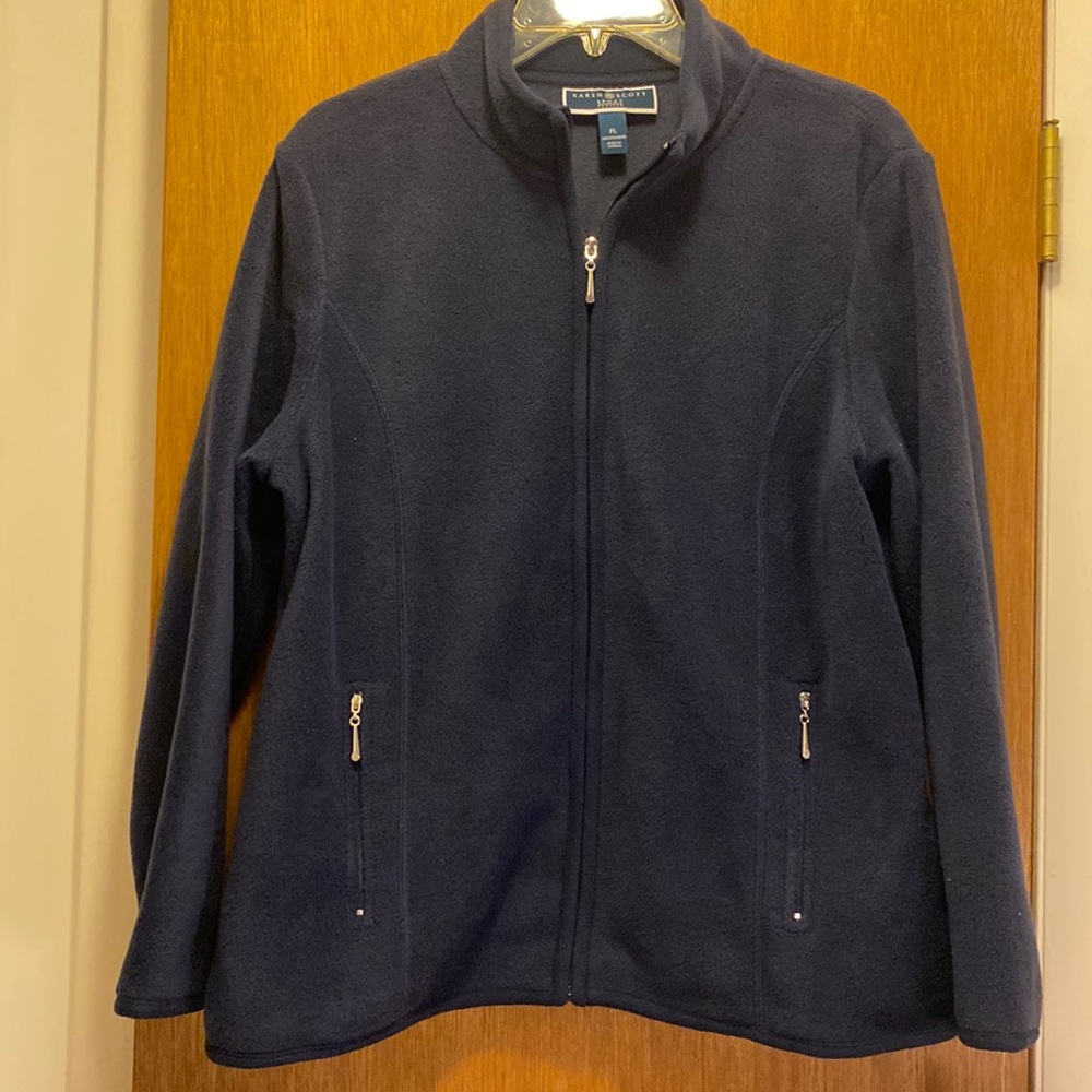 Karen Scott Zip-front Fleece with Zip Pockets NWT